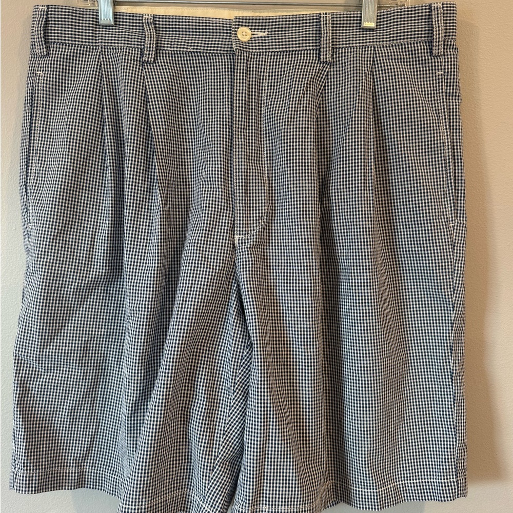 Brooks Brothers Chino Shorts Sz 38 Mens Blue White Check 9" Inseam
